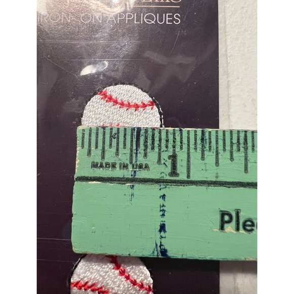 Patch Ems Iron on appliques Baseball White Red .75" across NEW - Picture 3 of 3
